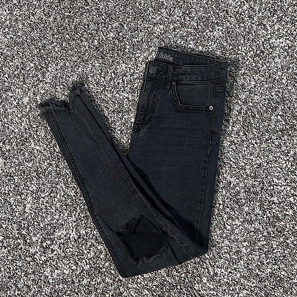 If these jeans could talk… Distressed Grey Black Jeans